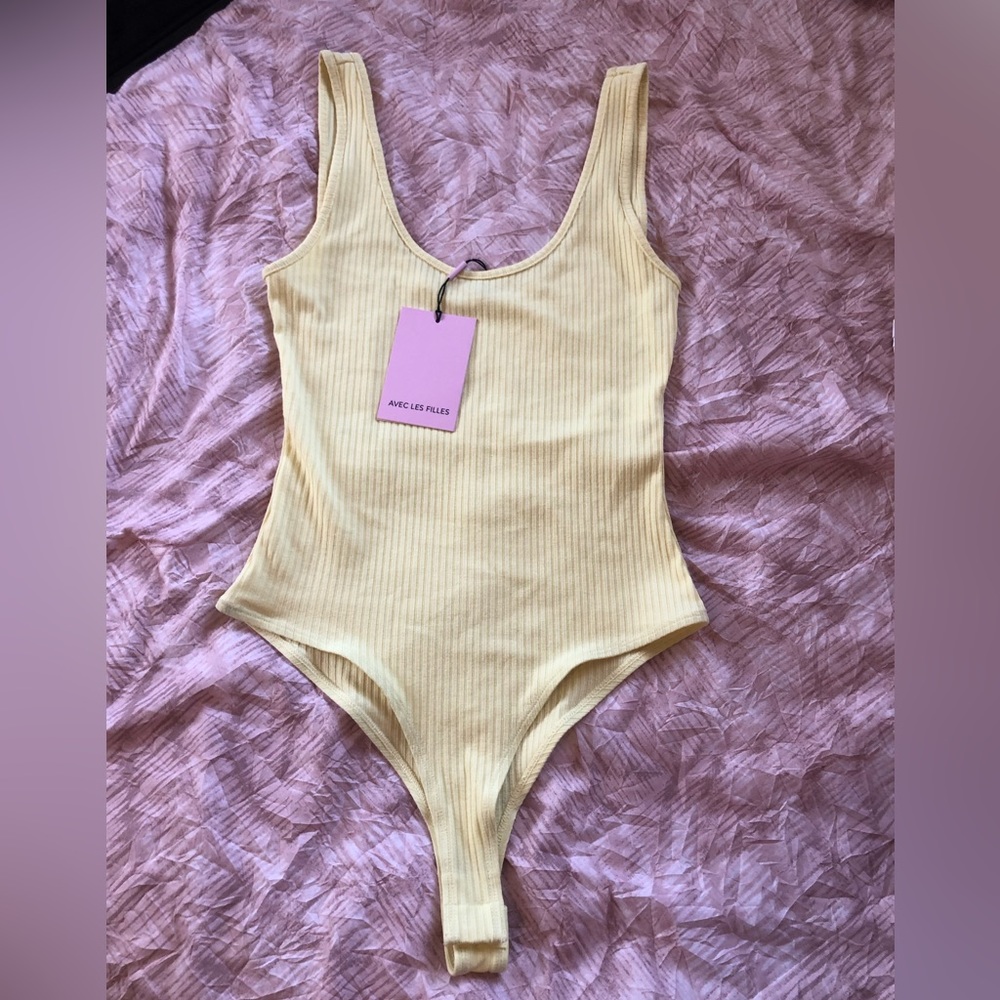 NWT Yellow Ribbed Bodysuit Size Small